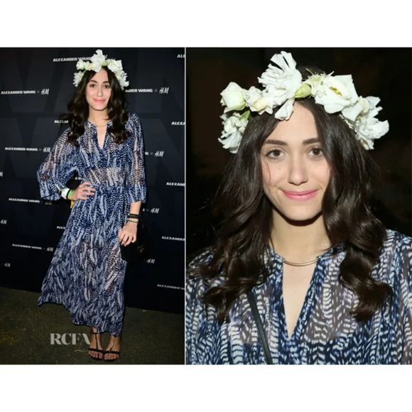 H&M // ultra-glam blue & white feathered print semi-sheer long maxi dress - Picture 9 of 15